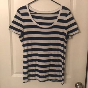 Blue and white strip top